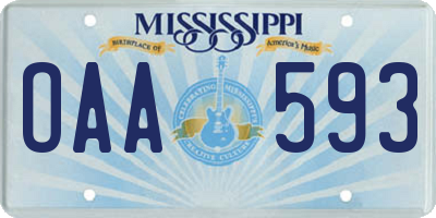 MS license plate OAA593