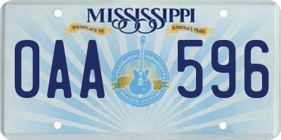 MS license plate OAA596