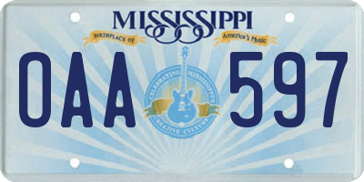 MS license plate OAA597