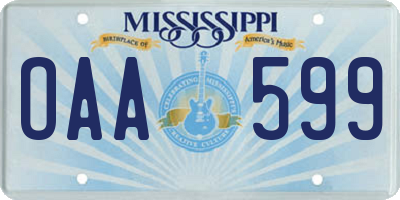 MS license plate OAA599