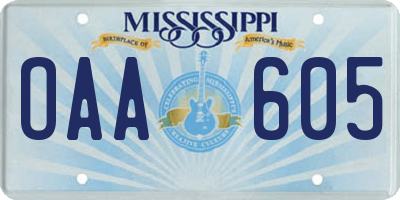 MS license plate OAA605