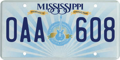 MS license plate OAA608