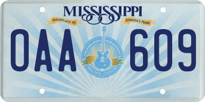 MS license plate OAA609