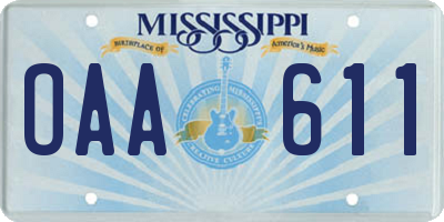 MS license plate OAA611