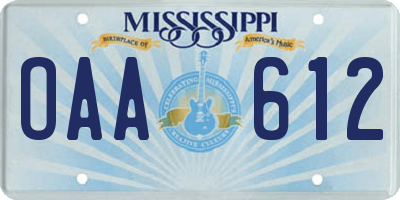 MS license plate OAA612