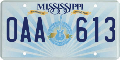MS license plate OAA613