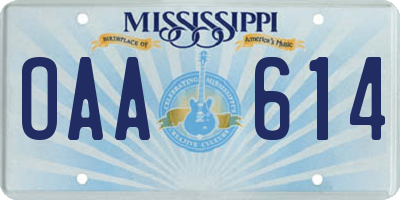 MS license plate OAA614
