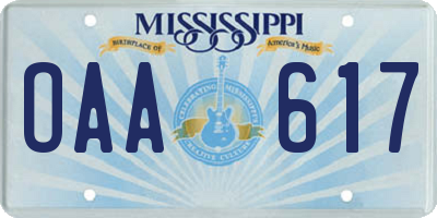 MS license plate OAA617