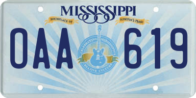 MS license plate OAA619