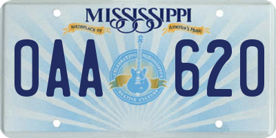 MS license plate OAA620