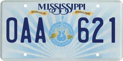 MS license plate OAA621