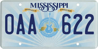 MS license plate OAA622