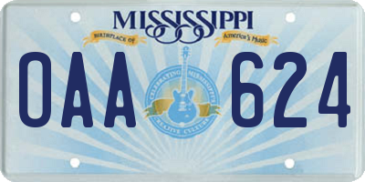 MS license plate OAA624