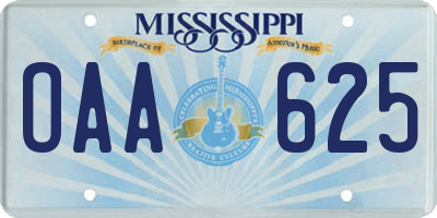MS license plate OAA625