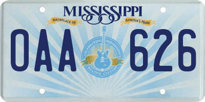 MS license plate OAA626