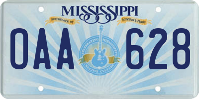 MS license plate OAA628