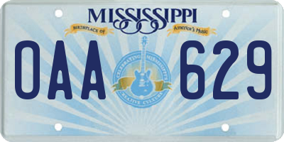 MS license plate OAA629