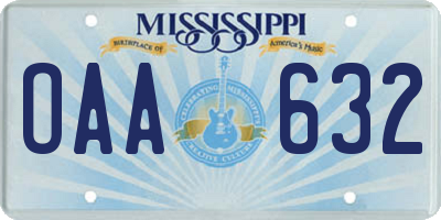 MS license plate OAA632