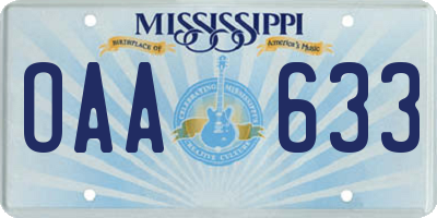 MS license plate OAA633