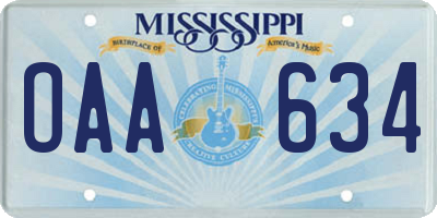 MS license plate OAA634