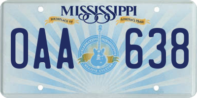 MS license plate OAA638