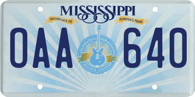 MS license plate OAA640