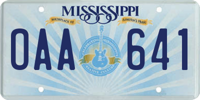 MS license plate OAA641