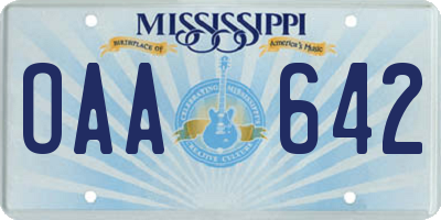 MS license plate OAA642