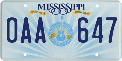 MS license plate OAA647