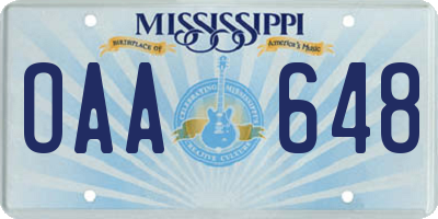 MS license plate OAA648