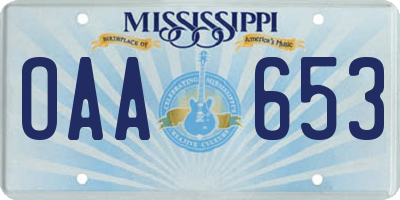 MS license plate OAA653