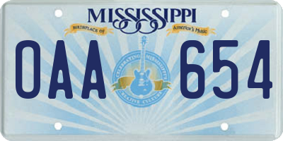 MS license plate OAA654