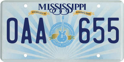 MS license plate OAA655