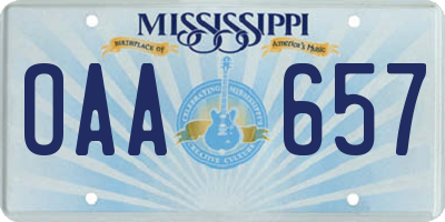 MS license plate OAA657