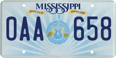 MS license plate OAA658