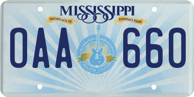 MS license plate OAA660