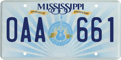 MS license plate OAA661