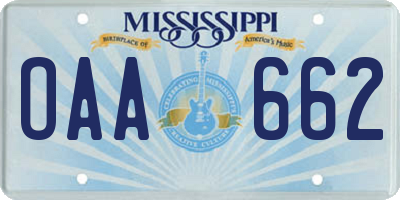 MS license plate OAA662