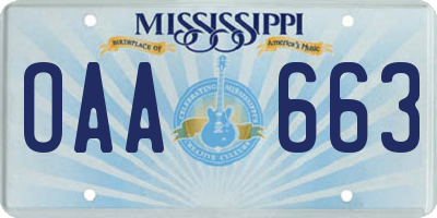 MS license plate OAA663