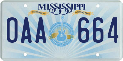 MS license plate OAA664