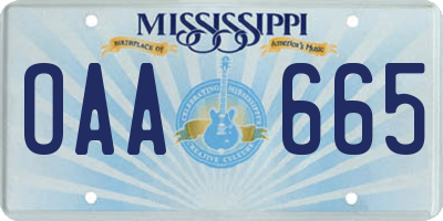 MS license plate OAA665