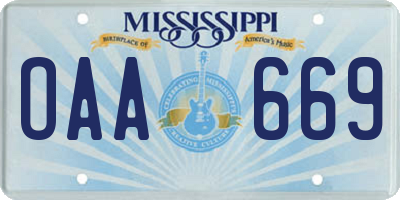 MS license plate OAA669