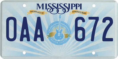 MS license plate OAA672
