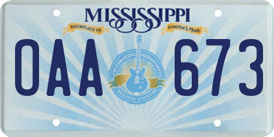MS license plate OAA673