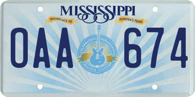 MS license plate OAA674