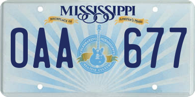 MS license plate OAA677