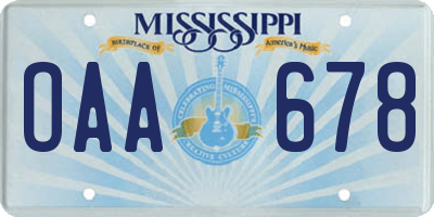 MS license plate OAA678