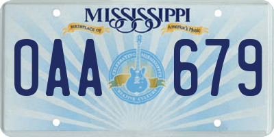 MS license plate OAA679