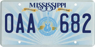 MS license plate OAA682