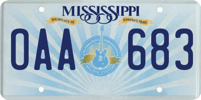 MS license plate OAA683